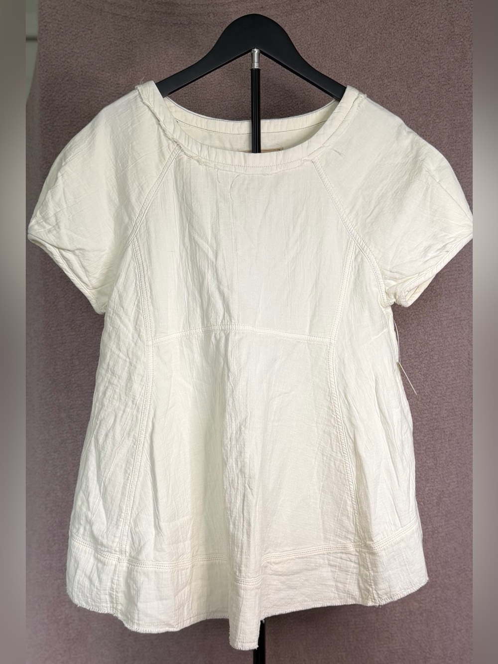 Free People Optic White Tunic Top XS Short Sleeve Boho NWT $108